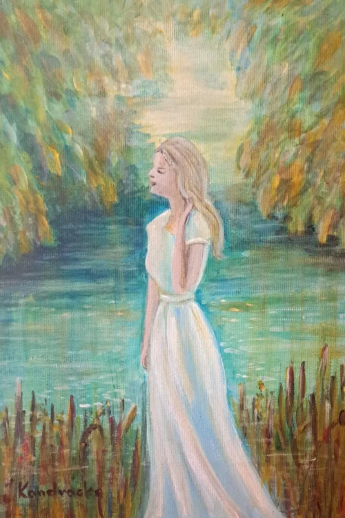 Dziewczyna przy jeziorze