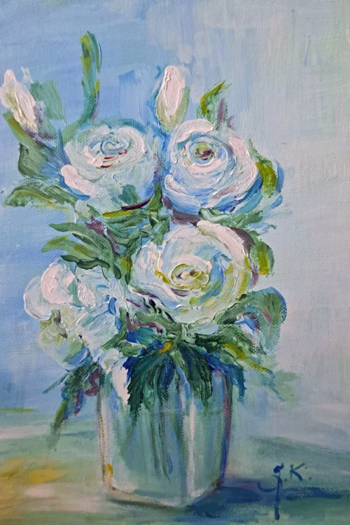 Białe róże - 20x30