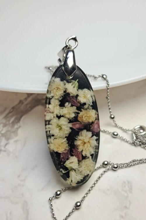 Naszyjnik - Gipsówka i wrzosiec