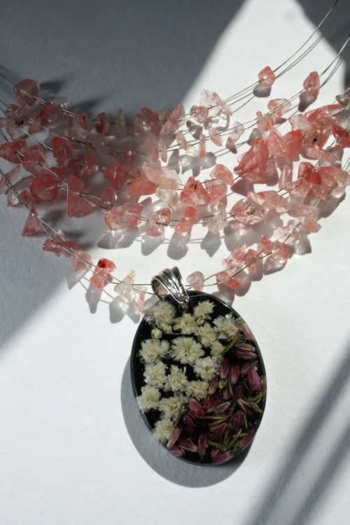 Naszyjnik - Wrzosiec i gipsówka