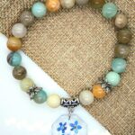 Bransoletka z kamieni naturalnych z niezapominajkami