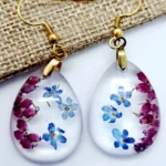 Kolczyki z niezapominajkami i wrzosem