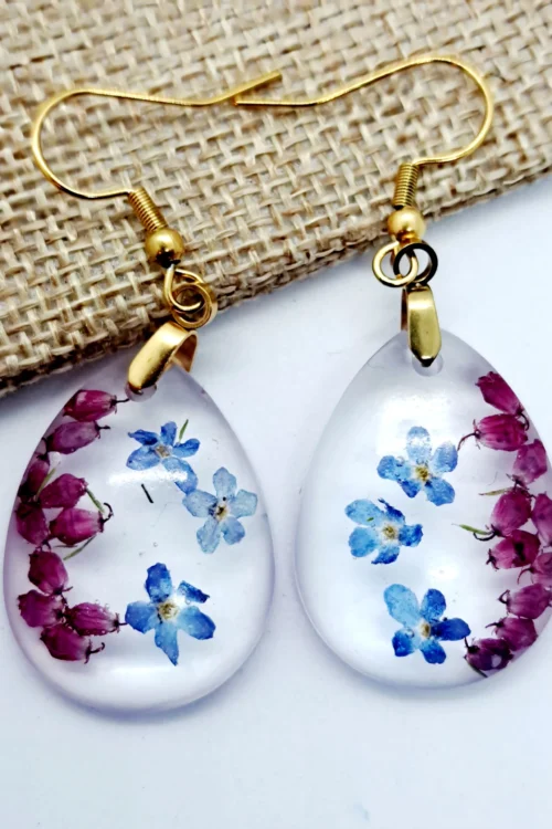 Kolczyki z niezapominajkami i wrzosem