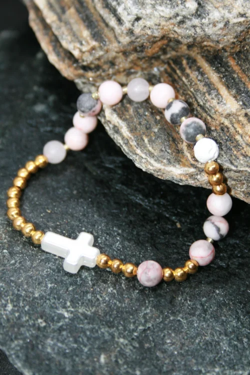 Różaniec na rękę z kamieni kwarcu - 18 cm