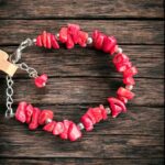 Bransoletka z kamieni naturalnych koral czerwony. 17,5 cm + przedłużka.