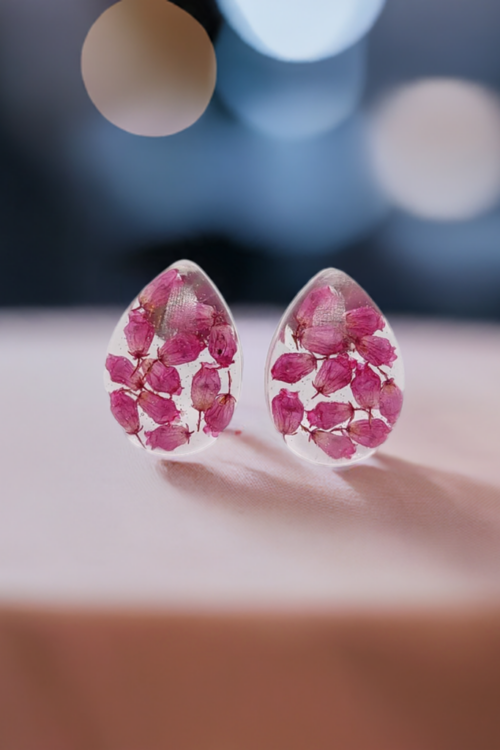 Kolczyki sztyfty z wrzosami