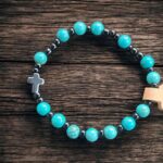 Różaniec z kamieni naturalnych turkusu #3. 18 cm