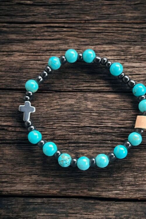 Różaniec z kamieni naturalnych turkusu #3. 18 cm