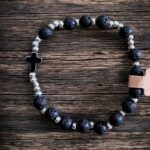 Różaniec na rękę z lawy wulkanicznej #2- 18 cm