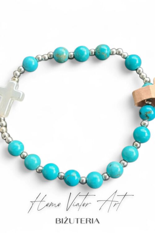 Różaniec z kamieni naturalnych turkusu #2. 18 cm