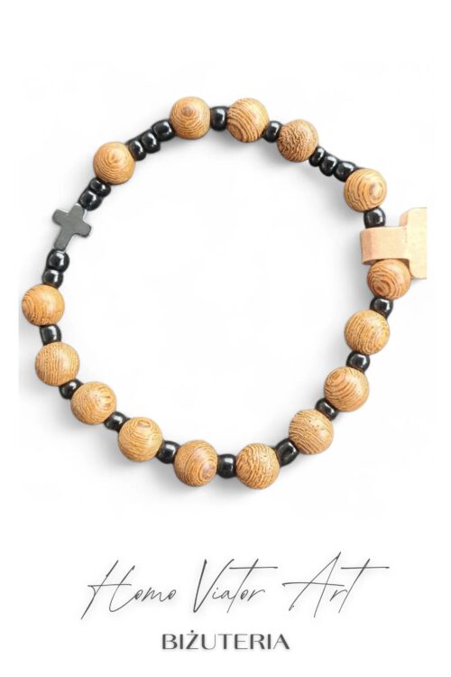 Różaniec męski drewniany