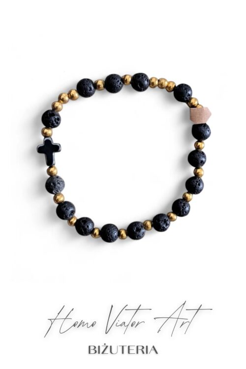 Różaniec na rękę z lawy wulkanicznej #1 - 18 cm