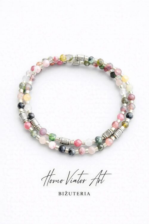 Bransoletka podwójna z kamieni turmalinu. 32 cm.