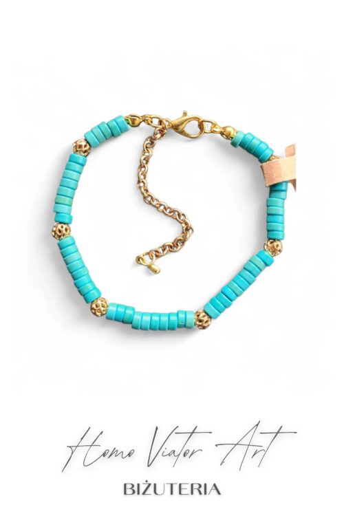 Bransoletka z kamieni turkusu. 17,5 cm + przedłużka.