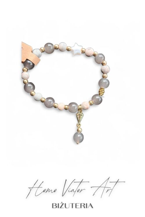 Bransoletka szara z jaspisem. 18 cm.