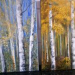 Dwa obrazy z brzozami