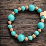 Bransoletka turkusowo-brązowa. 18,5 cm.