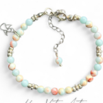 Bransoletka z kamieni amazonitu z aniołkiem.  17 cm + przedłużka