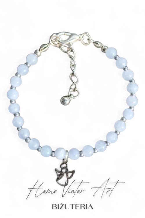 Bransoletka z kamieni akwamarynu. 15,5 cm + przedłużka.