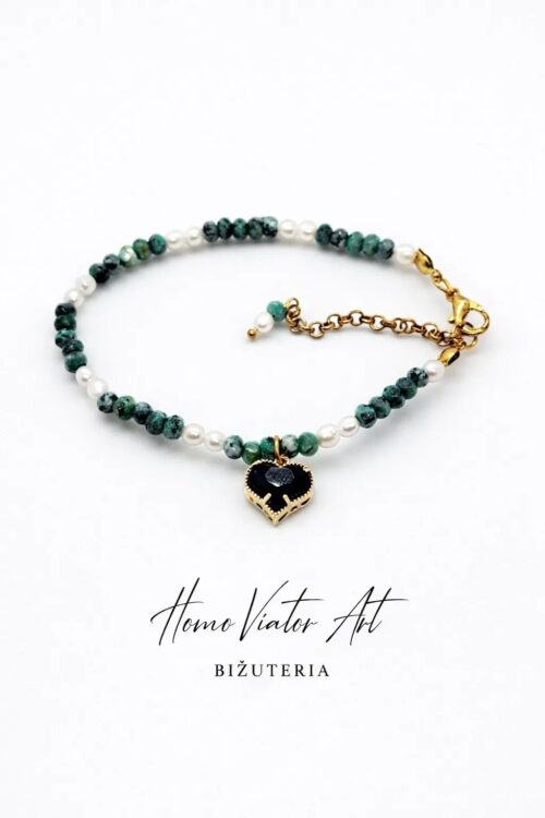 Bransoletka z rondelli oraz pereł.  18 cm + przedłużka