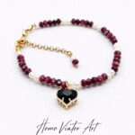 Bransoletka z granatu oraz pereł.  18 cm + przedłużka