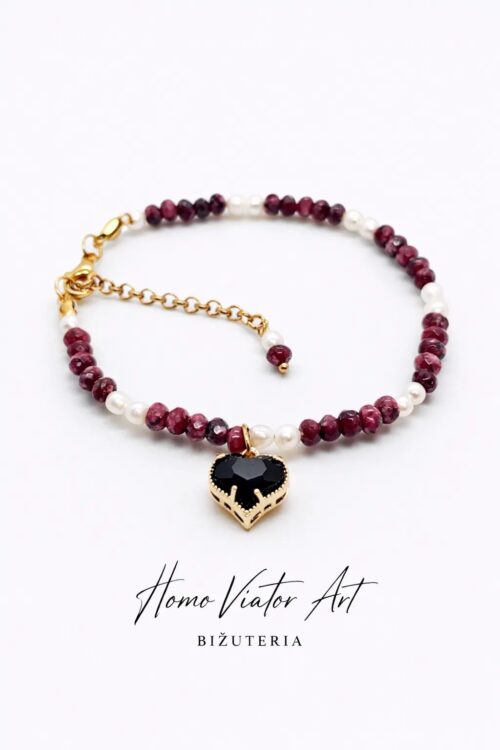 Bransoletka z granatu oraz pereł.  18 cm + przedłużka