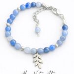 Bransoletka z kamieni akwamarynu.  17 cm + przedłużka