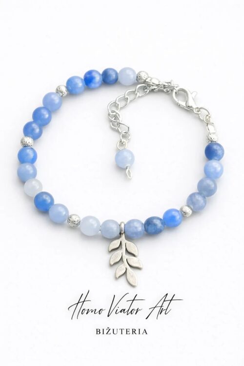 Bransoletka z kamieni akwamarynu.  17 cm + przedłużka