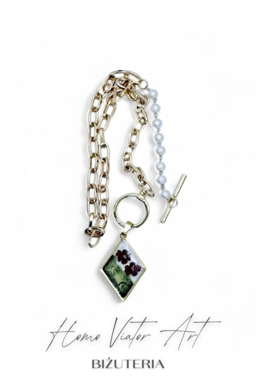 Chocker z kwiatami i sztucznymi perełkami