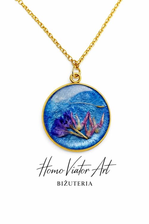 Naszyjnik niebieski z kwiatami