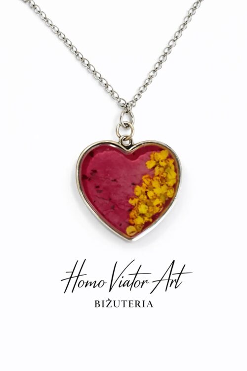 Naszyjnik z różą i żółtymi kwiatami