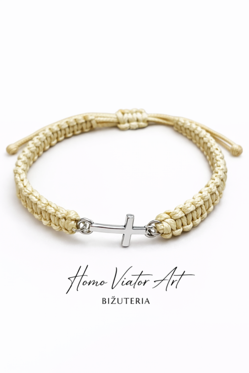 Bransoletka na sznurku z krzyżykiem.  17 cm.