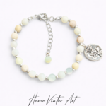 Bransoletka z amazonitu z różą | 20 cm + przedłużka