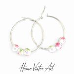 Kolczyki koła z koralami - kolor srebra