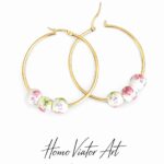 Kolczyki koła z koralami - kolor złota