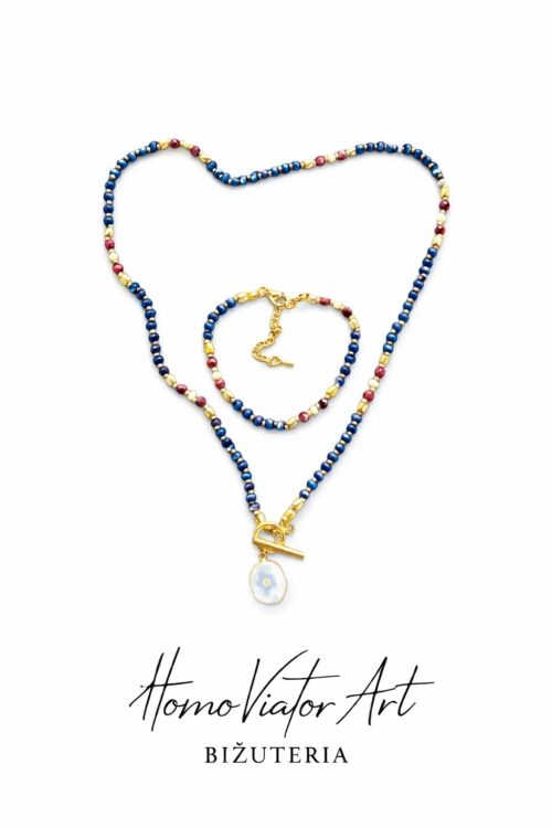 Komplet z chalcedonu - naszyjnik + bransoletka