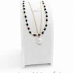 Podwójny naszyjnik z kamieni naturalnych z perełką