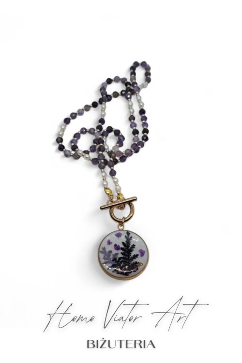 Naszyjnik z ametystu z roślinami