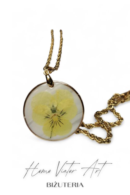 Komplet z masą perłową i bratkiem - naszyjnik + bransoletka