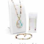 Komplet z kwarcu - wisior + bransoletka i kolczyki