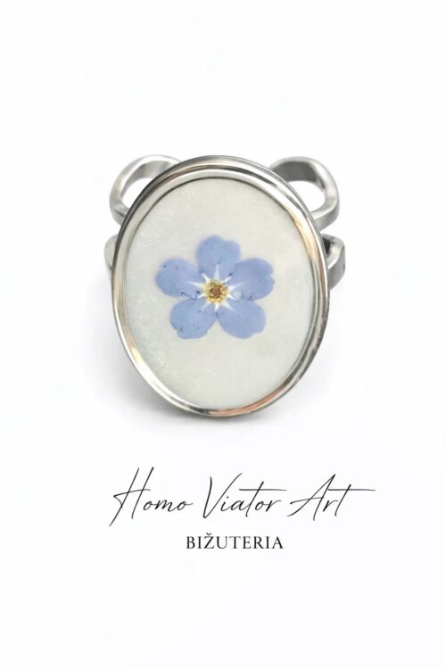 Pierścionek z niezapominajką – stal szlachetna