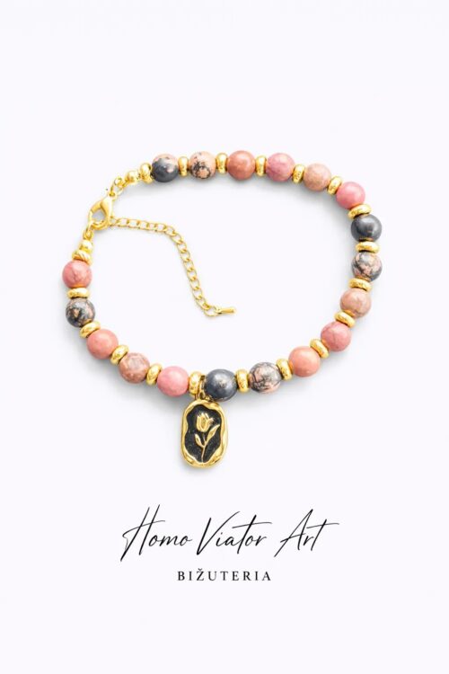 Bransoletka z kamienia różanego | 21 cm + przedłużka