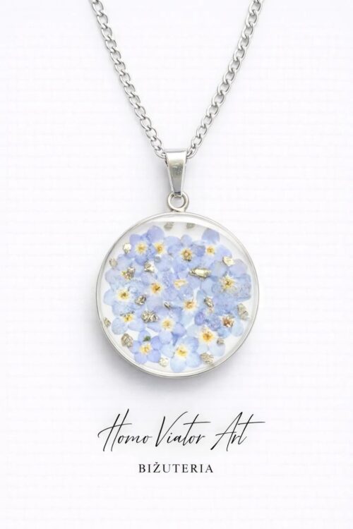 Naszyjnik z niezapominajkami - kolor srebra