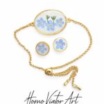 Komplet z niezapominajkami – bransoletka i kolczyki