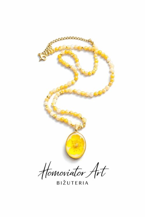 Naszyjnik z jaskrem polnym i żółtym topazem