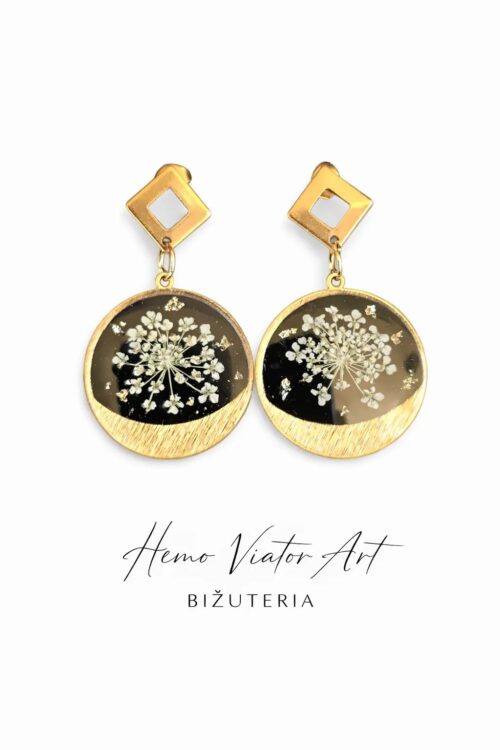 Kolczyki z dziką marchwią w żywicy