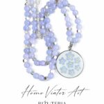 Naszyjnik z akwamarynu i niezapominajek | 65 cm