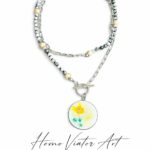 Naszyjnik z jaskrem i gaurą | agat drzewny & ceramika | długość 70 cm