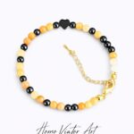 Bransoletka z topazu i onyksów  | 17 cm + przedłużka