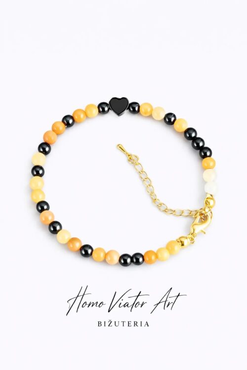 Bransoletka z topazu i onyksów  | 17 cm + przedłużka